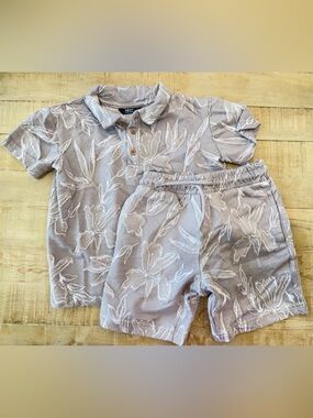 Next Nordstrom kids boys vacation print polo shorts set outfit